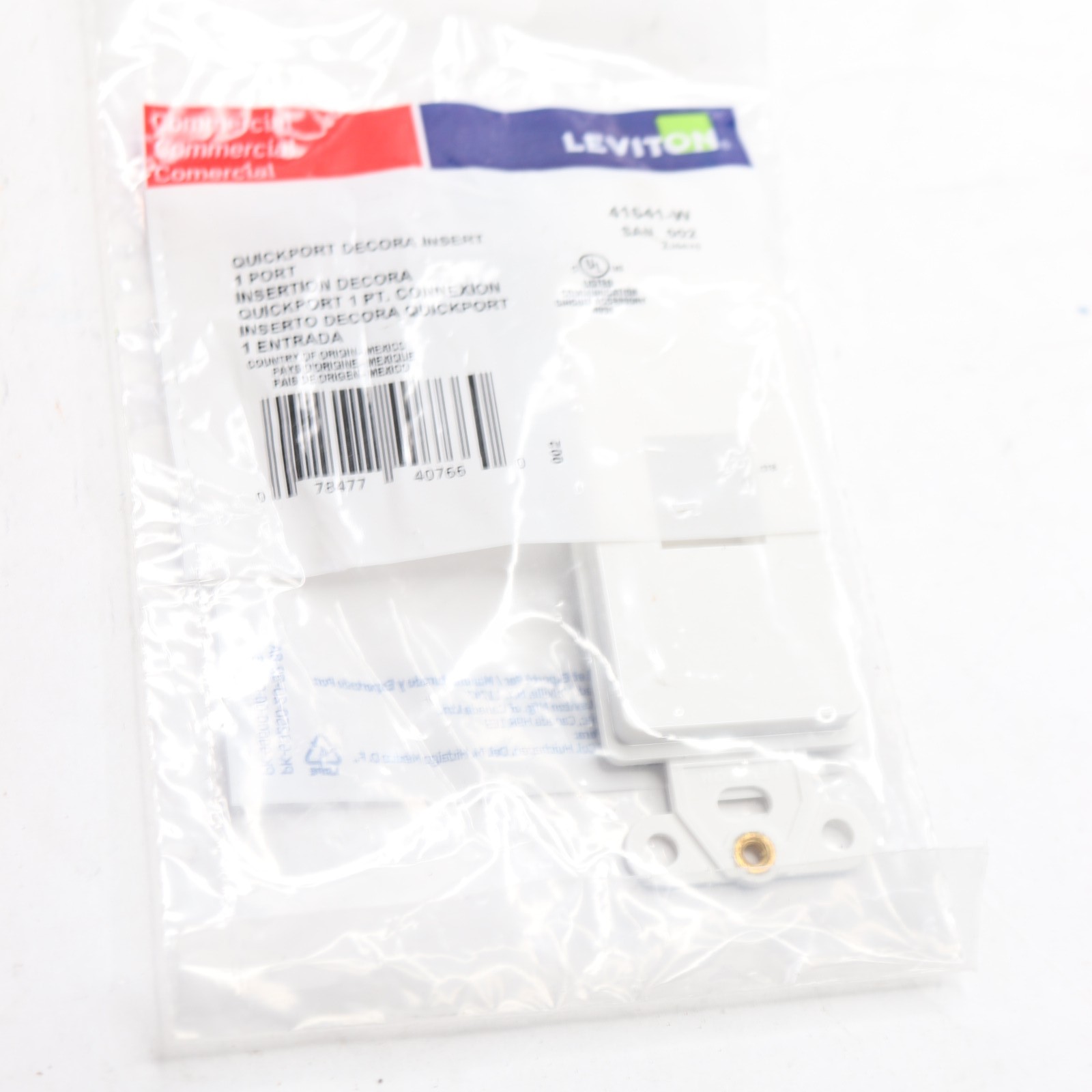 Leviton QuickPort Decora Insert 1-Port White 41641-W