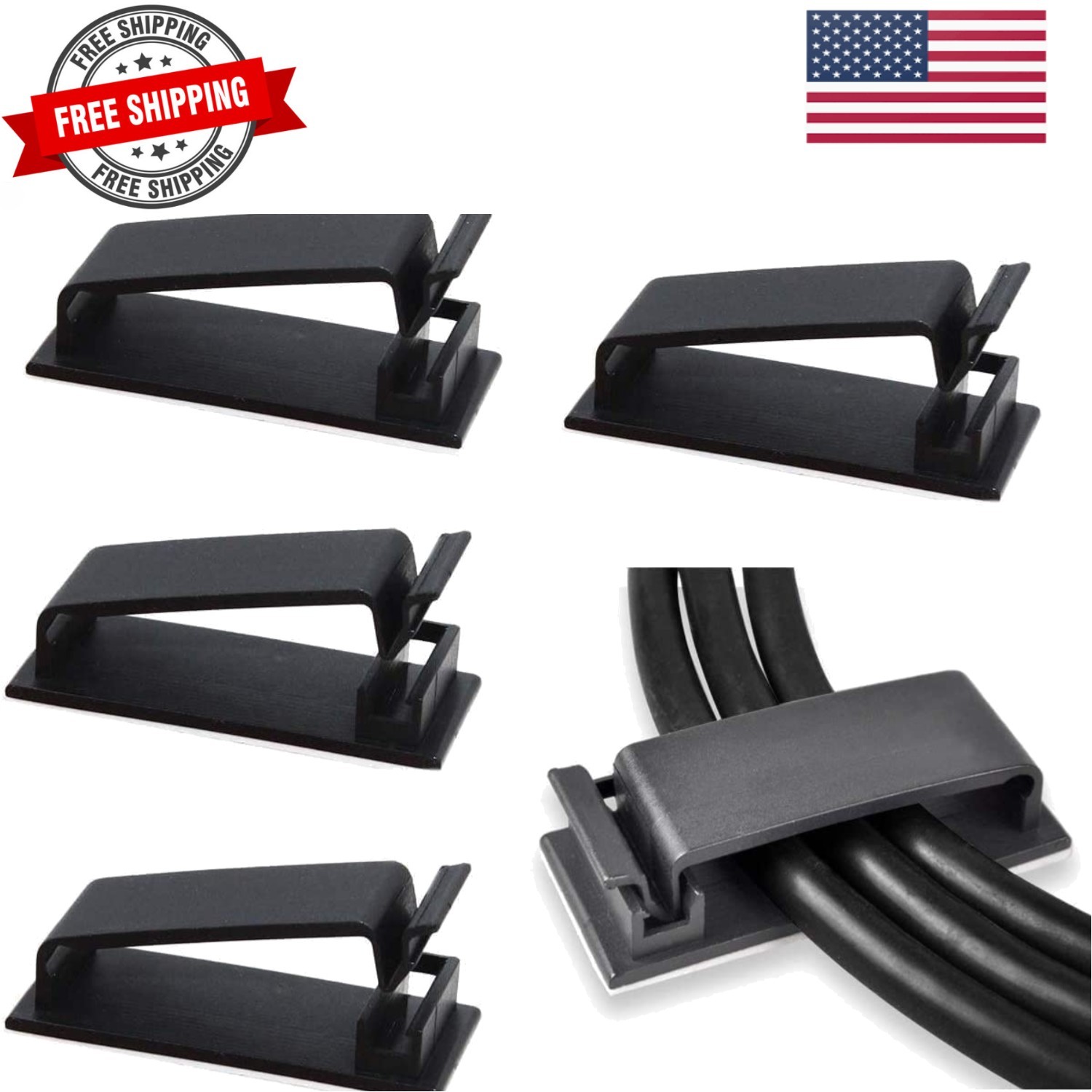 50Pcs Self Adhesive Cable Management Clips, Cable Organizers Wire Clips Cord ...