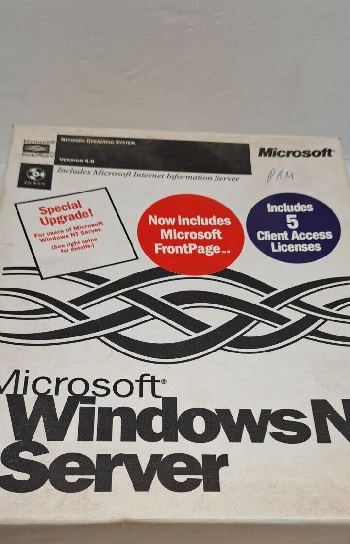 Microsoft Windows NT Server Includes 5 Client Access Licenses & CD key