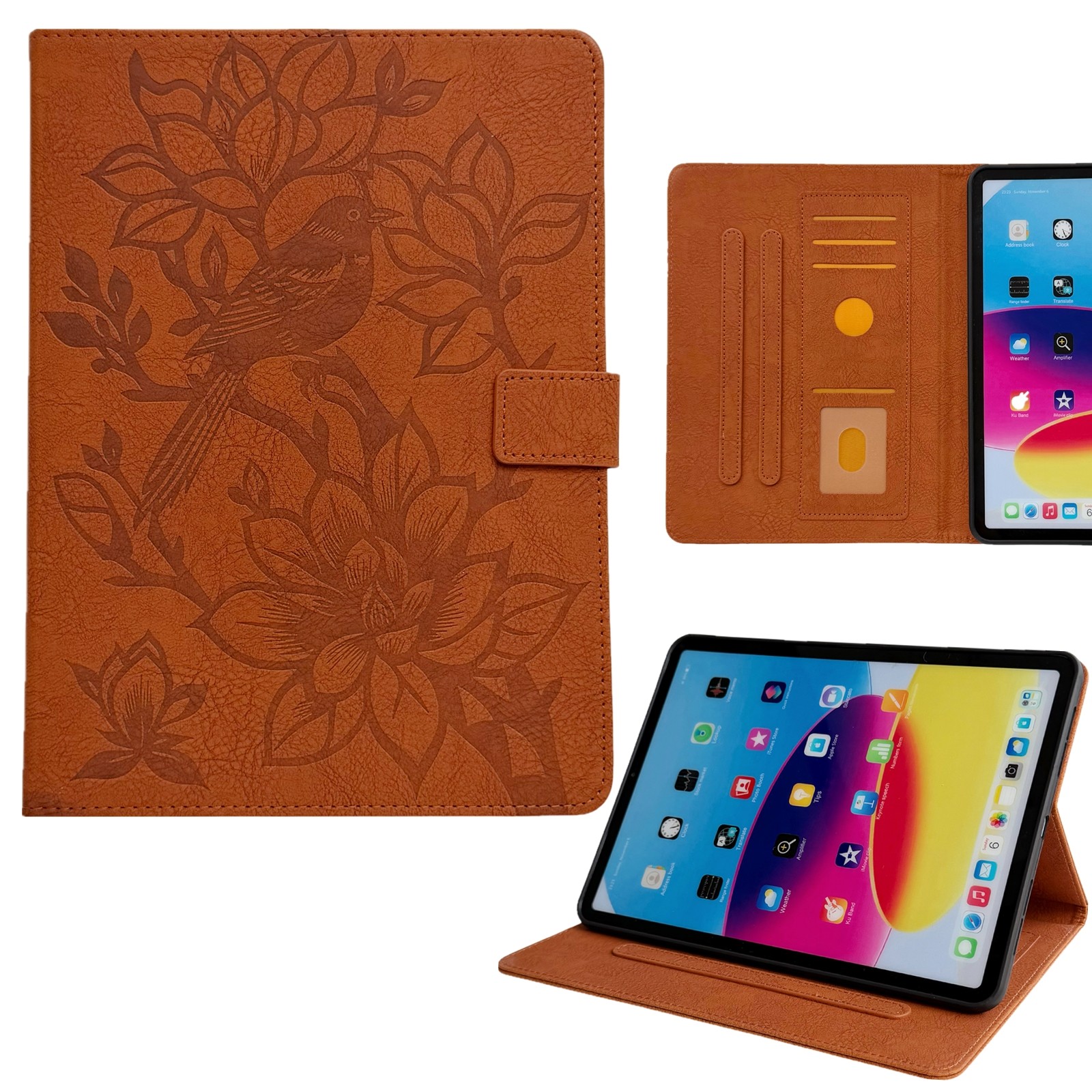  Vintage Emboss Card Tablet Case Flip Stand Cover For iPad 7th 8th 9th Gen 10.2"