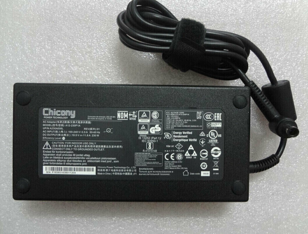 Genuine OEM Chicony 19.5V 11.8A 230W A12-230P1A For Acer Predator 15 G9-593-77WF