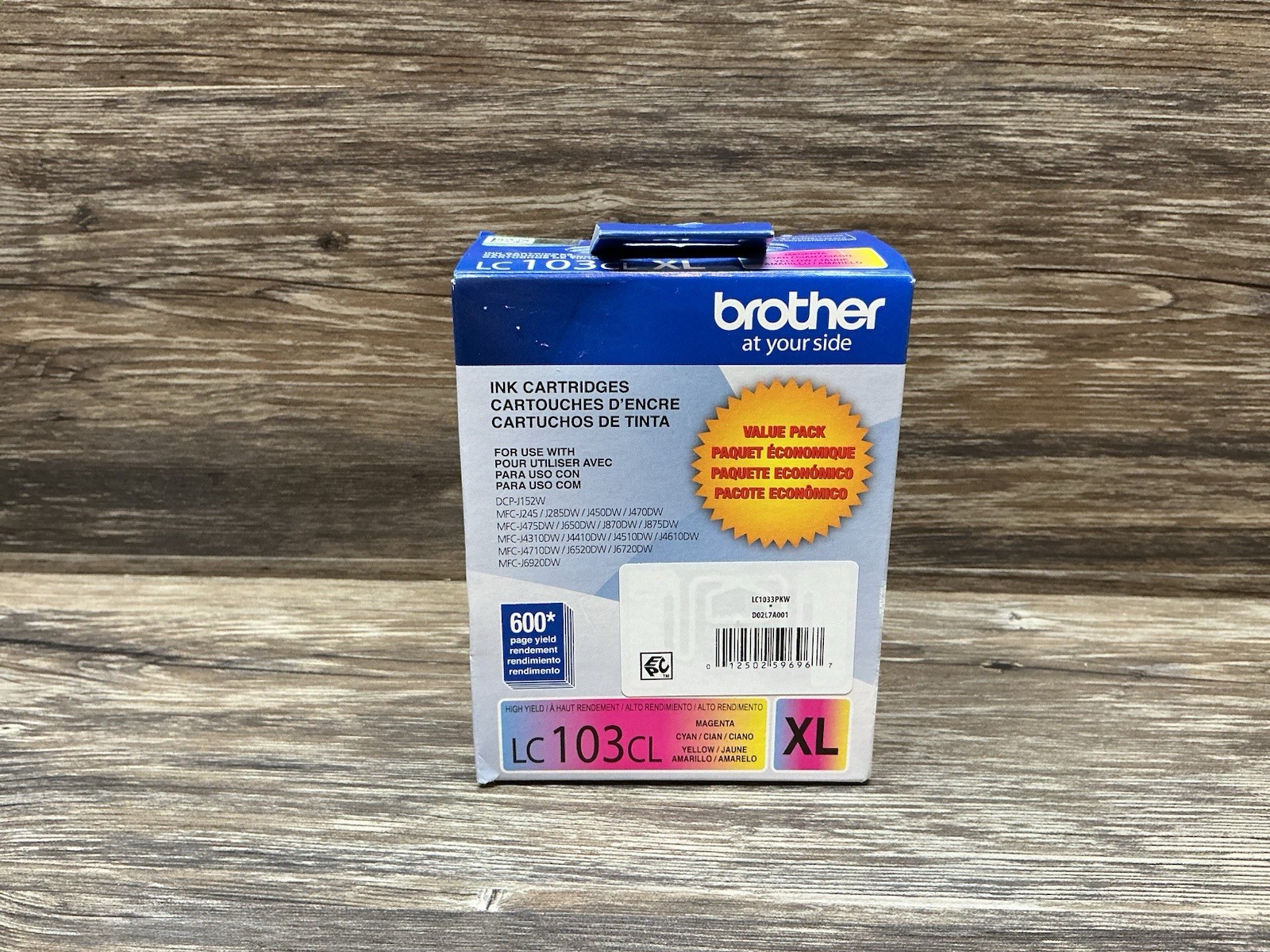 Genuine OEM Brother LC103CL XL 3PACK 600 Page High-Yield Ink Cyan Magenta Yellow