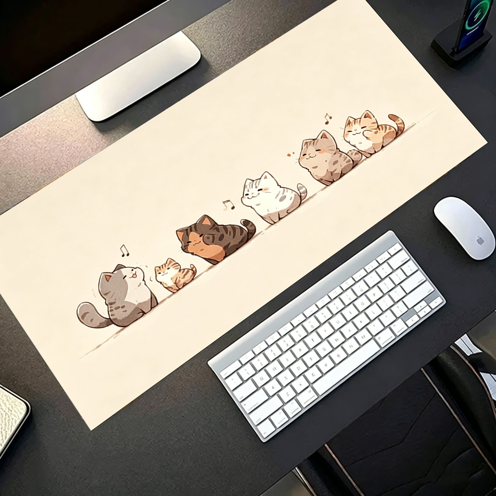 1pc Extended Gaming Mouse Pad And PC Desktop Keyboard Mat - Healing Pastel Cat