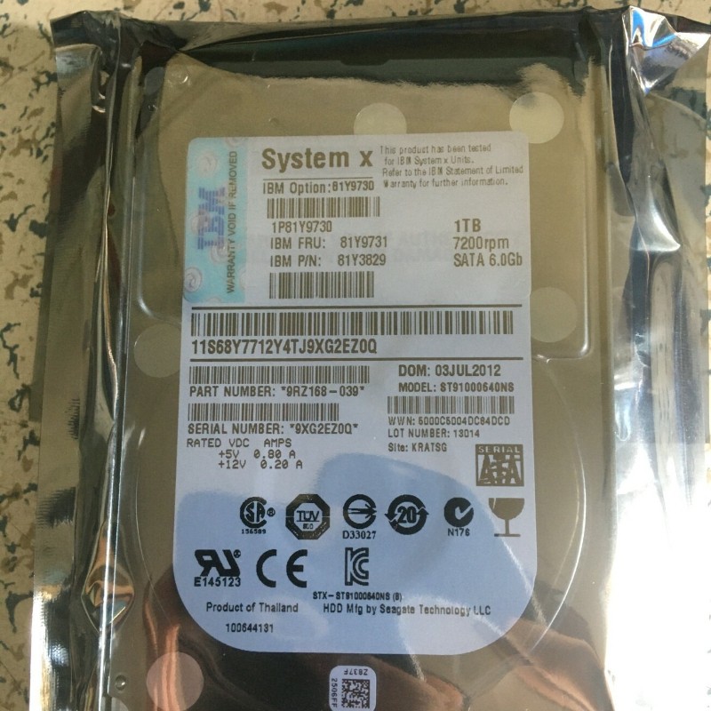 NEW IBM 1TB 7.2K 6GBPS SATA 2.5 inch SFF HS HARD DRIVE 81Y9730 81Y9731 81Y3829