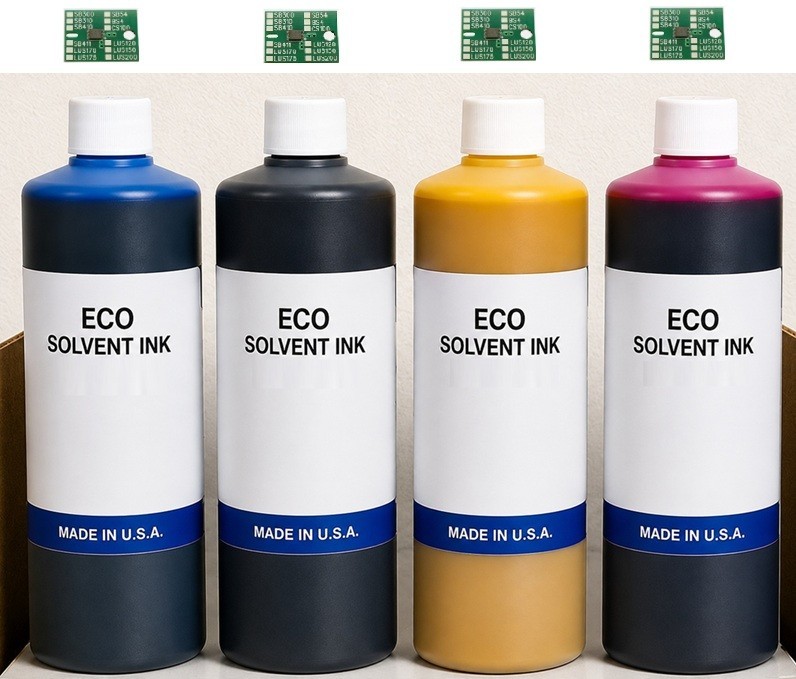 BULK INK REFILL PREMIUM ECO SOLVENT INK FOR MIMAKI SS21 (4 LITERS) + 4 CHIPS