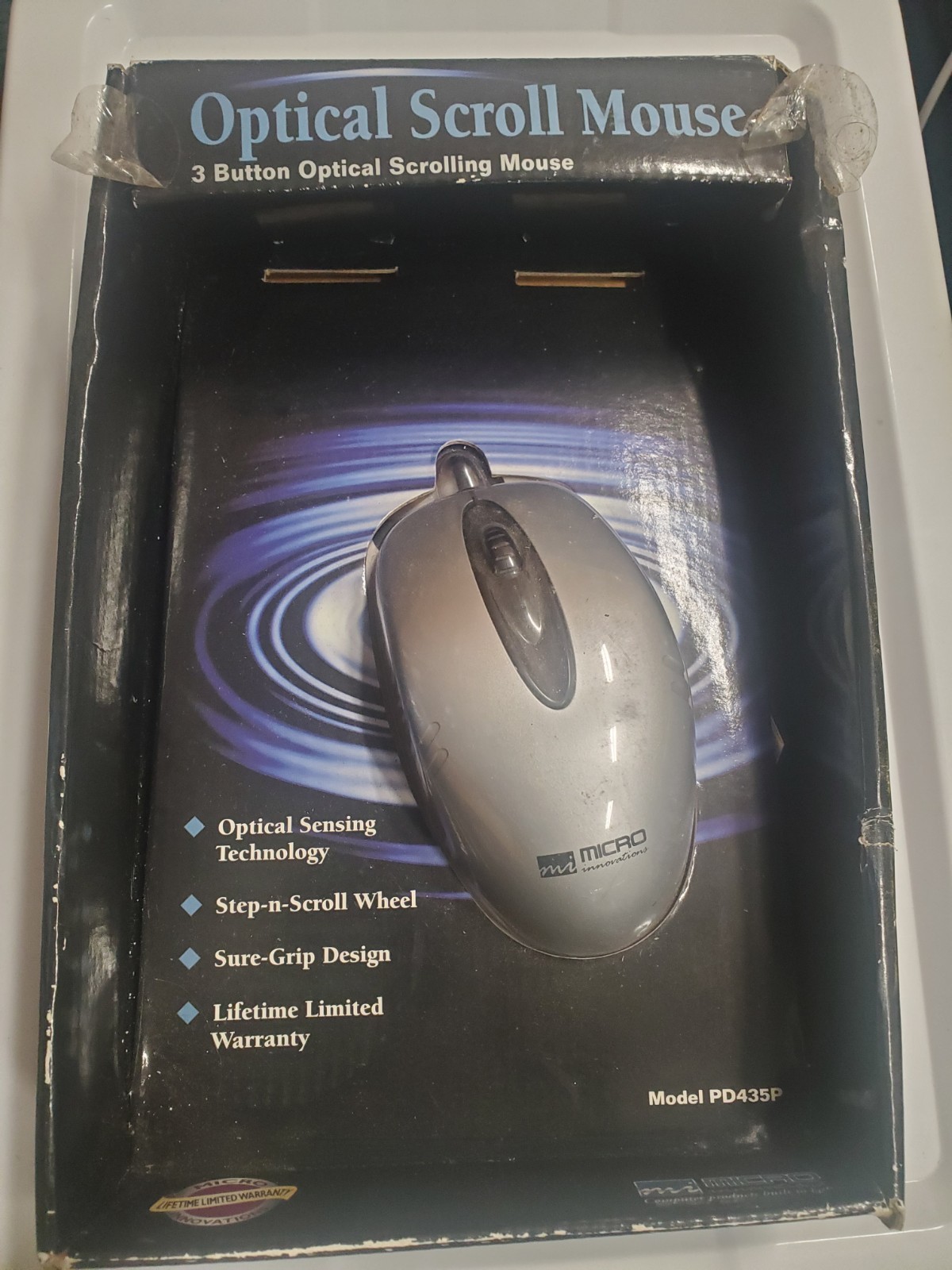 Micro Innovations PS/2 Optical Scroll Mouse Model PD430P NEW OLD STOCK (NOS)