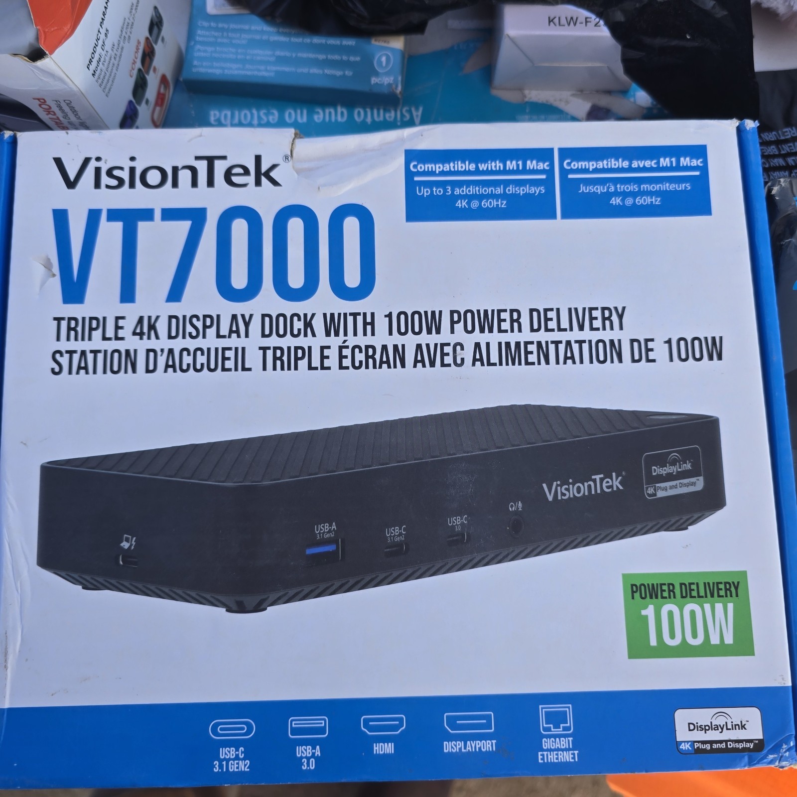 VisionTek VT7000 Triple 4K Display USB-C Docking Station 100W PD 901468 Dent BOX