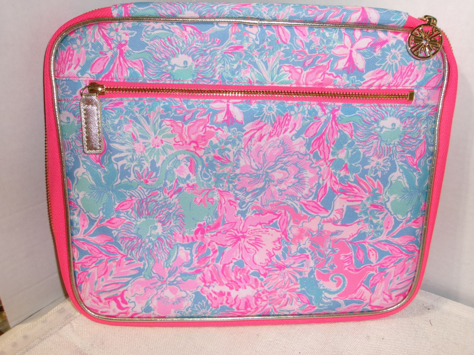 NWOT LILLY PULITZER PORTFOLIO TABLET IPAD CASE ZIP AROUND PINK/ AQUA