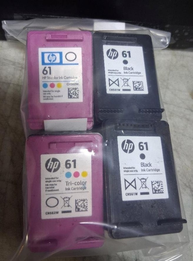 Set 4 Genuine HP 61 Black and Color Inkjet Cartridges Seal Intact NO BOX NO BAG