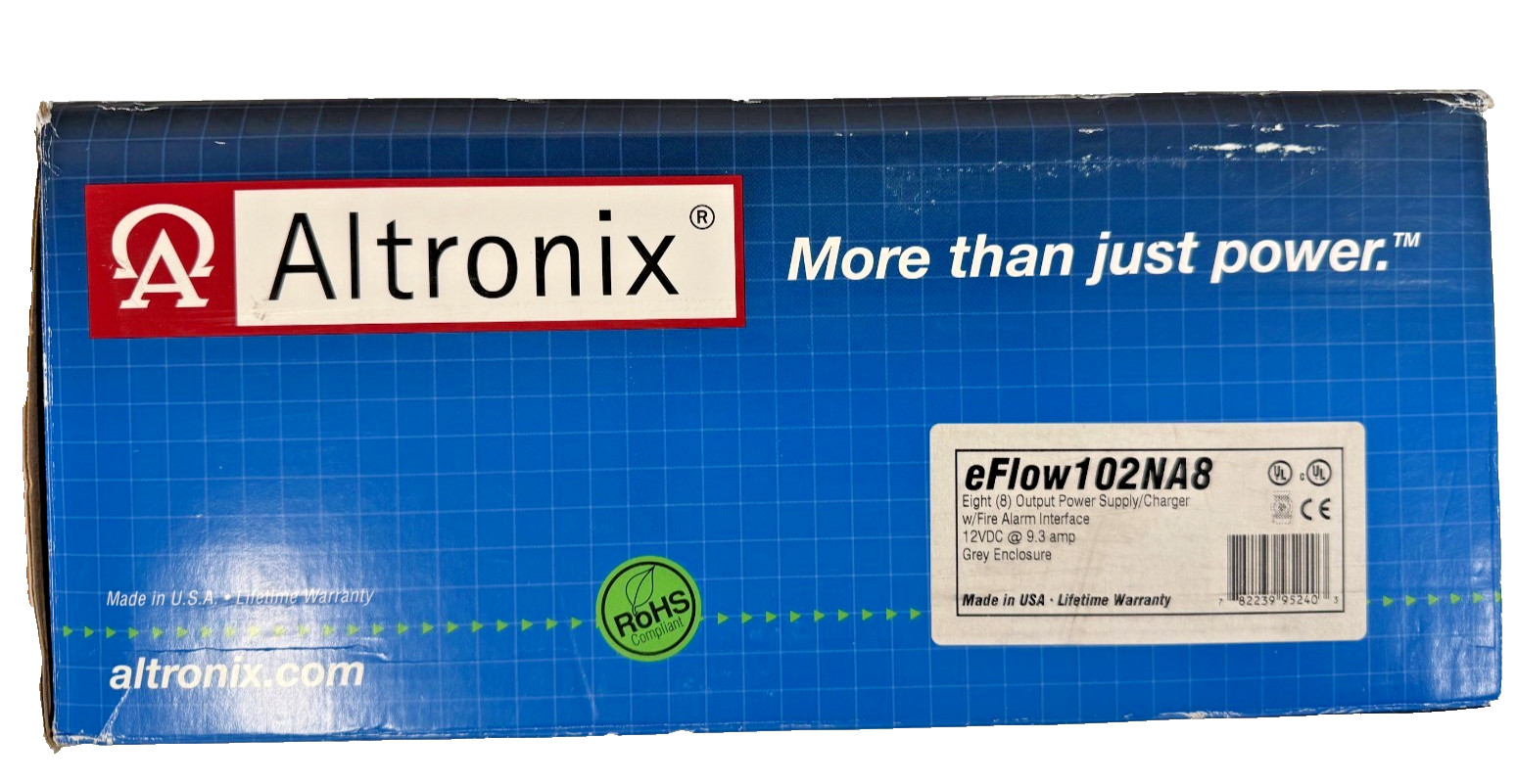 Altronix Eflow102na8 Power Supply/Charger w/ Fire Alarm Interface