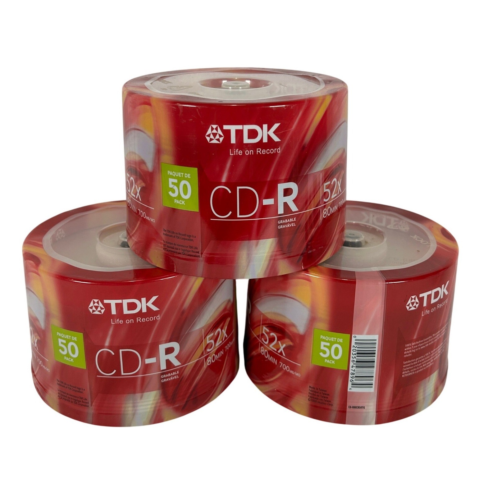 Lot of 3 TDK 50 Pack CD-R 80Min 700MB 52x Recordable Blank Media Spindle NEW