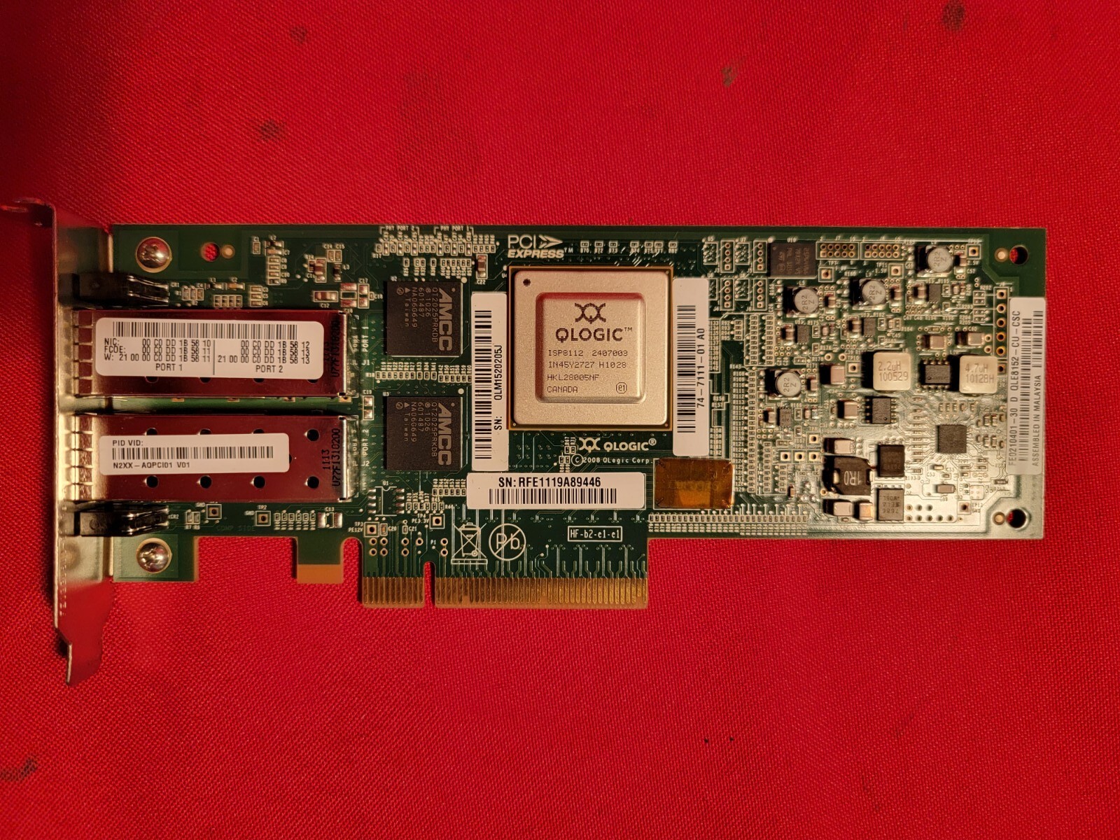 Cisco 74-7111-01 Qlogic Qle8152-Cu-Csc 10Gb Dual-Port PCI-e Card