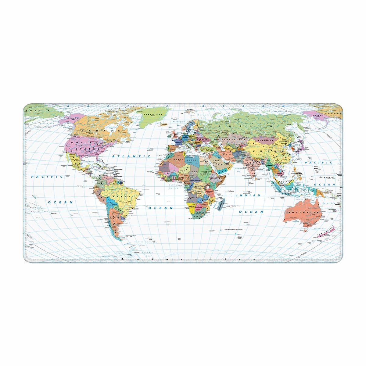Extended Large Gaming Desk Mat, Colored World Map Non-Slip XXL Pad, Table for...