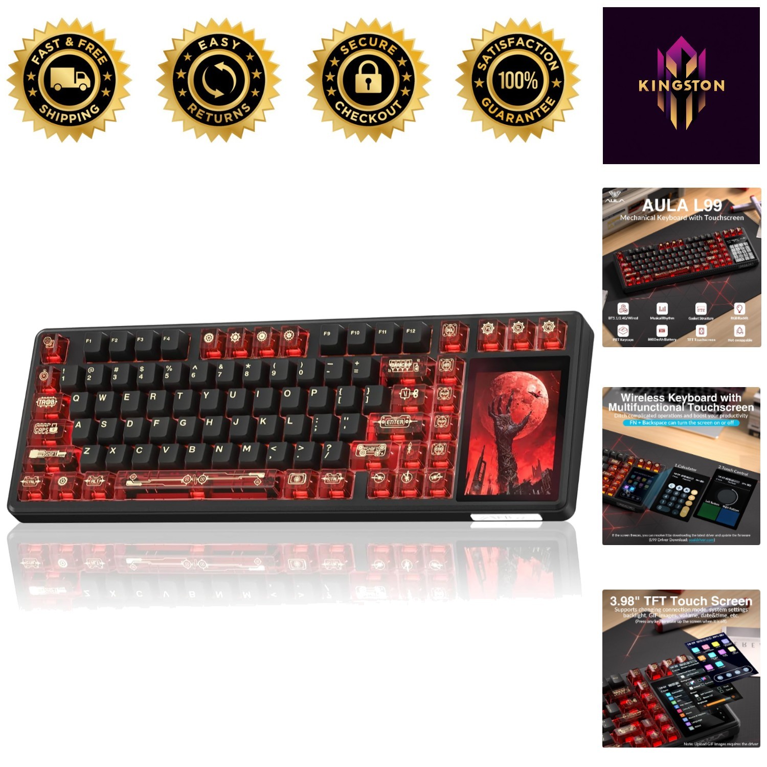 L99 Gaming Keyboard: RGB Backlit & Smart Touch Screen for Ultimate Performance