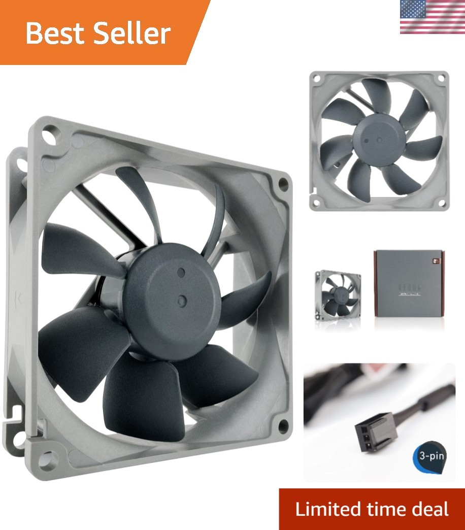 80x80x25mm Cooling Fan – 3-Pin, 1800 RPM, Ultra Quiet with Proven Reliability