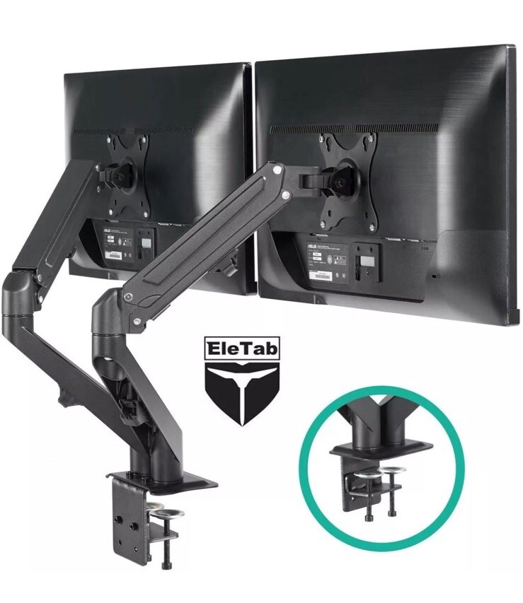 EleTab M07-2 Dual Arm Monitor Stand - Height Adjustable Monitor Desk Mount LM02