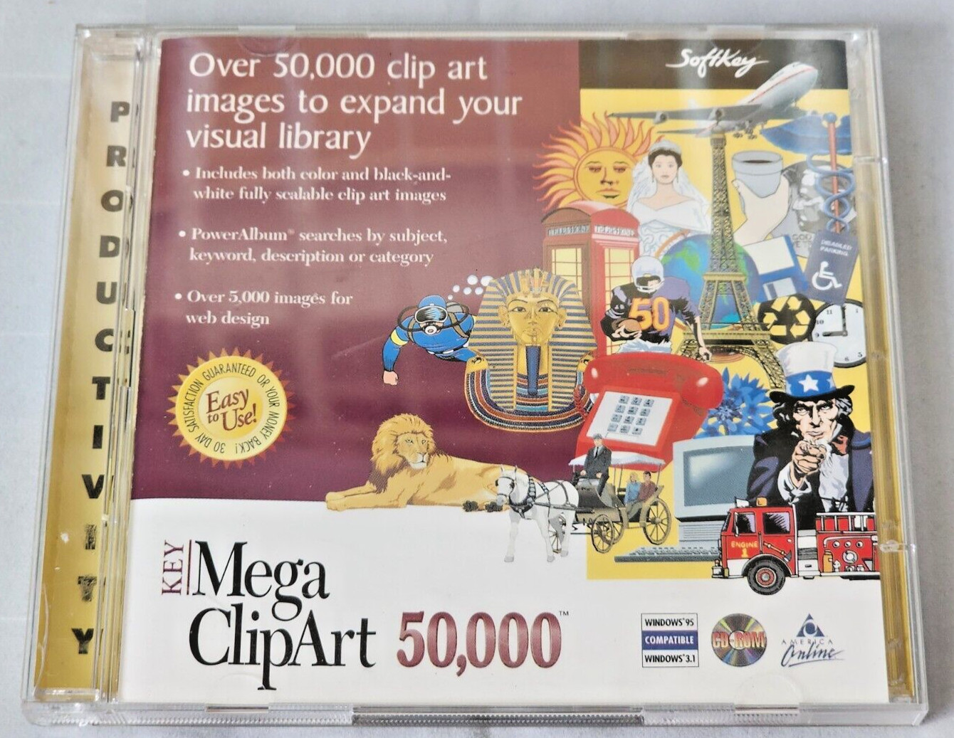 Key Mega ClipArt 50,000 (PC CD, 1997) Microsoft Windows 95 & 3.1 READ