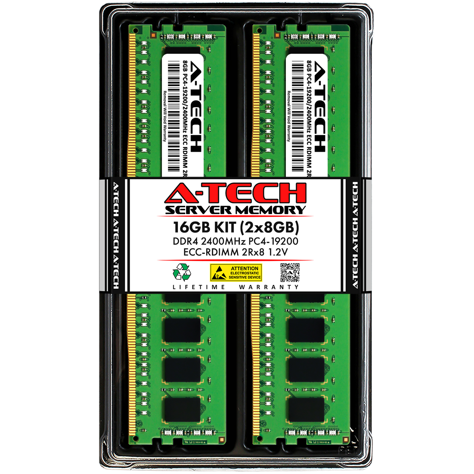 A-Tech 16GB 2x 8GB 2Rx8 PC4-19200R RDIMM DDR4 2400 MHz ECC REG Server Memory RAM