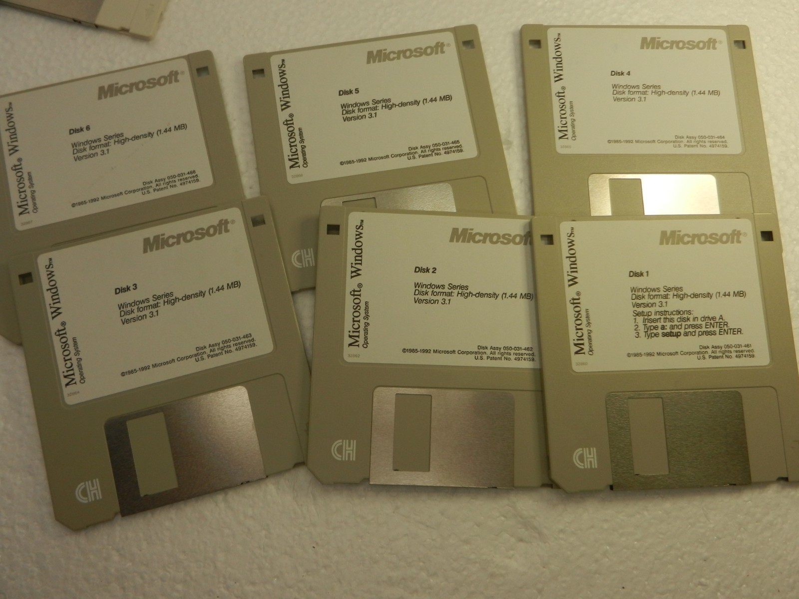 Microsoft Windows 3.1 Operating System 3.5" Floppy Disks 6 Floppies