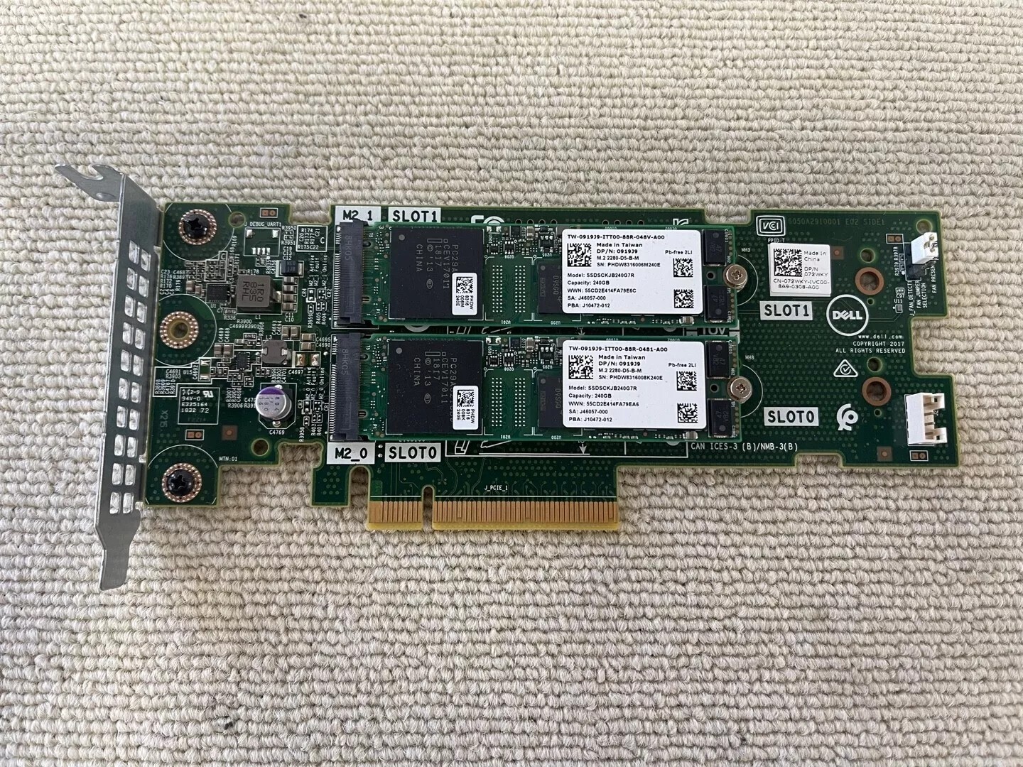 Dell 72WKY BOSS-S1 Controller PCIe Card L/P W/ 2x 240GB M.2 SSD TC2RP for R740xd