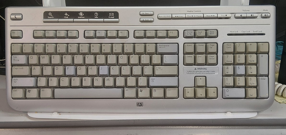 HP Computer Keyboard Model 5187 Wired Silver