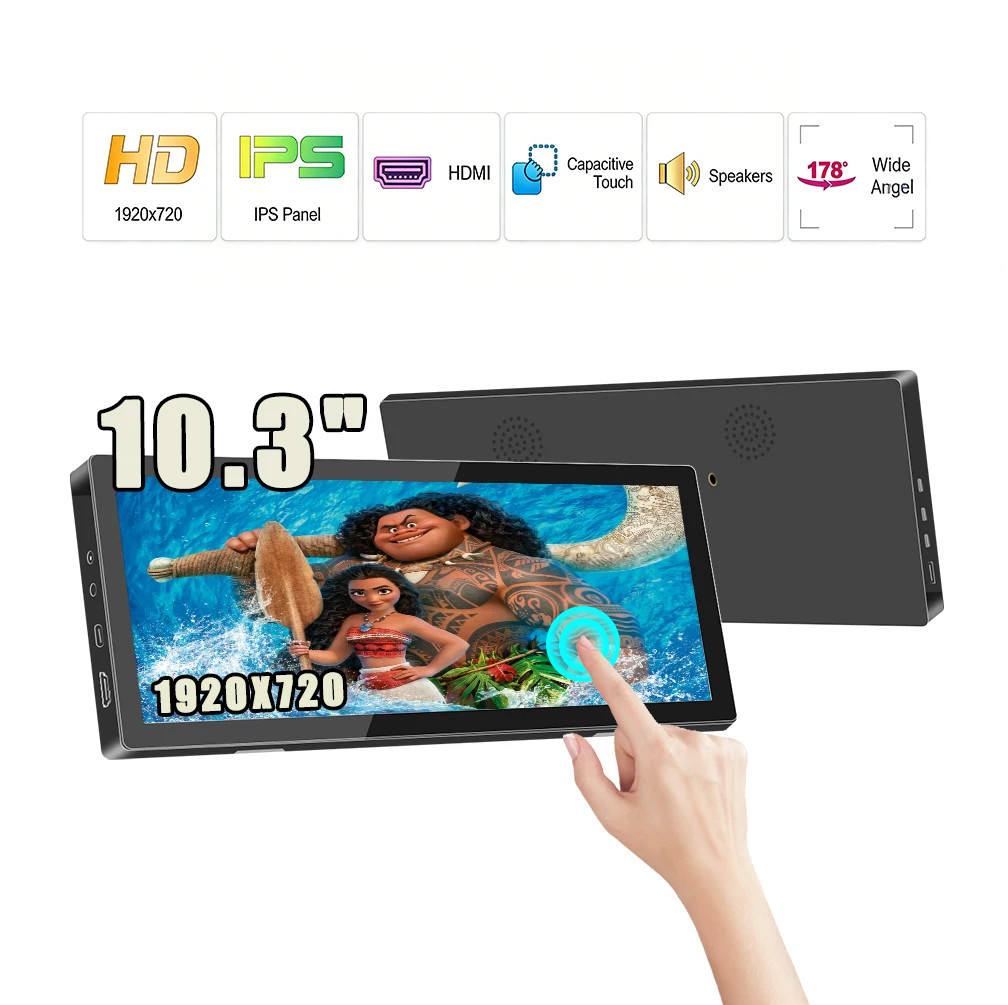 10.3inch Touch LCD Monitor 1920x720 IPS Mini HD USB C Type-C DIY Second Display