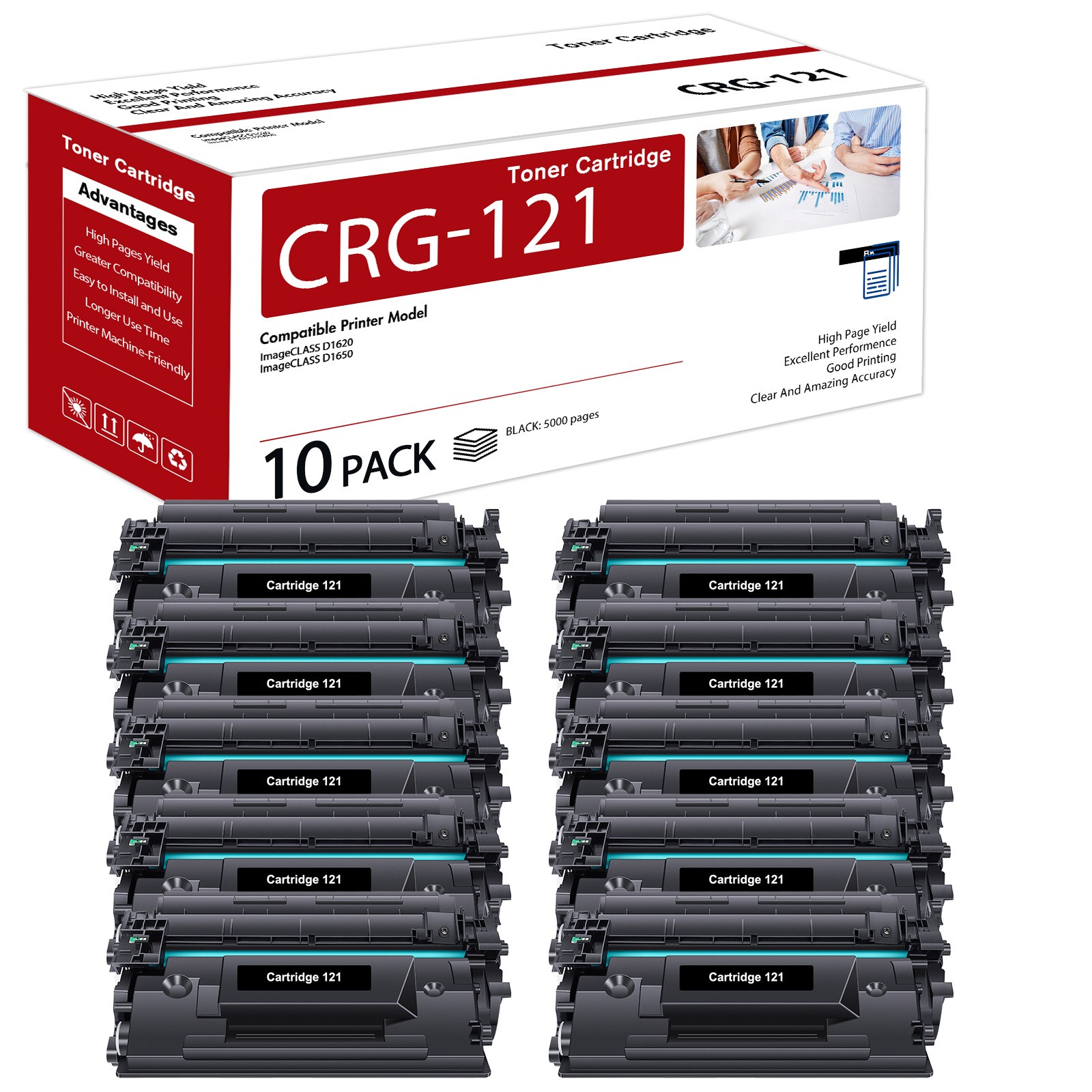 10 Pack CRG-121 Toner compatible with Canon 121 Image CLASS D1620 3252C001