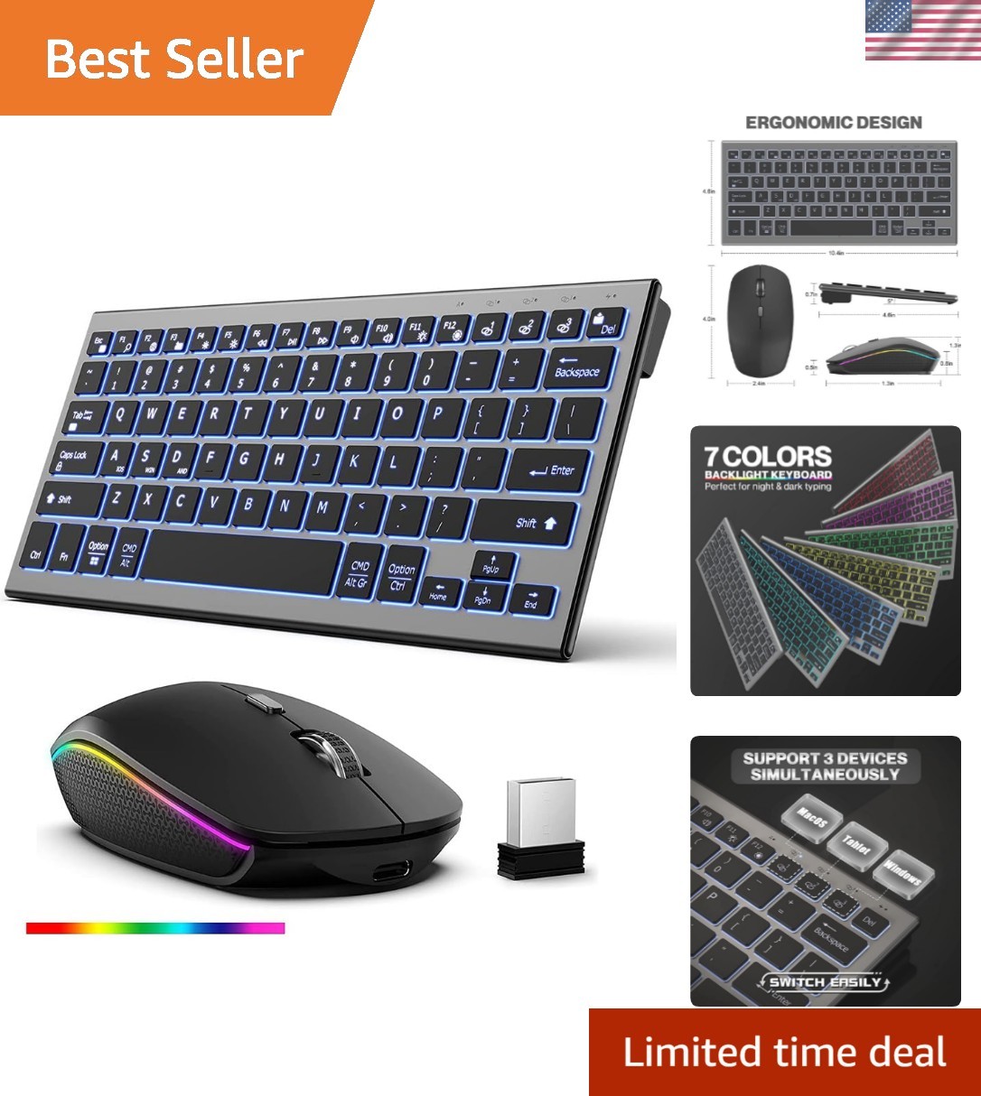 Ultimate RGB Wireless Keyboard and Mouse Combo - Ergonomic, Rechargeable & Sleek