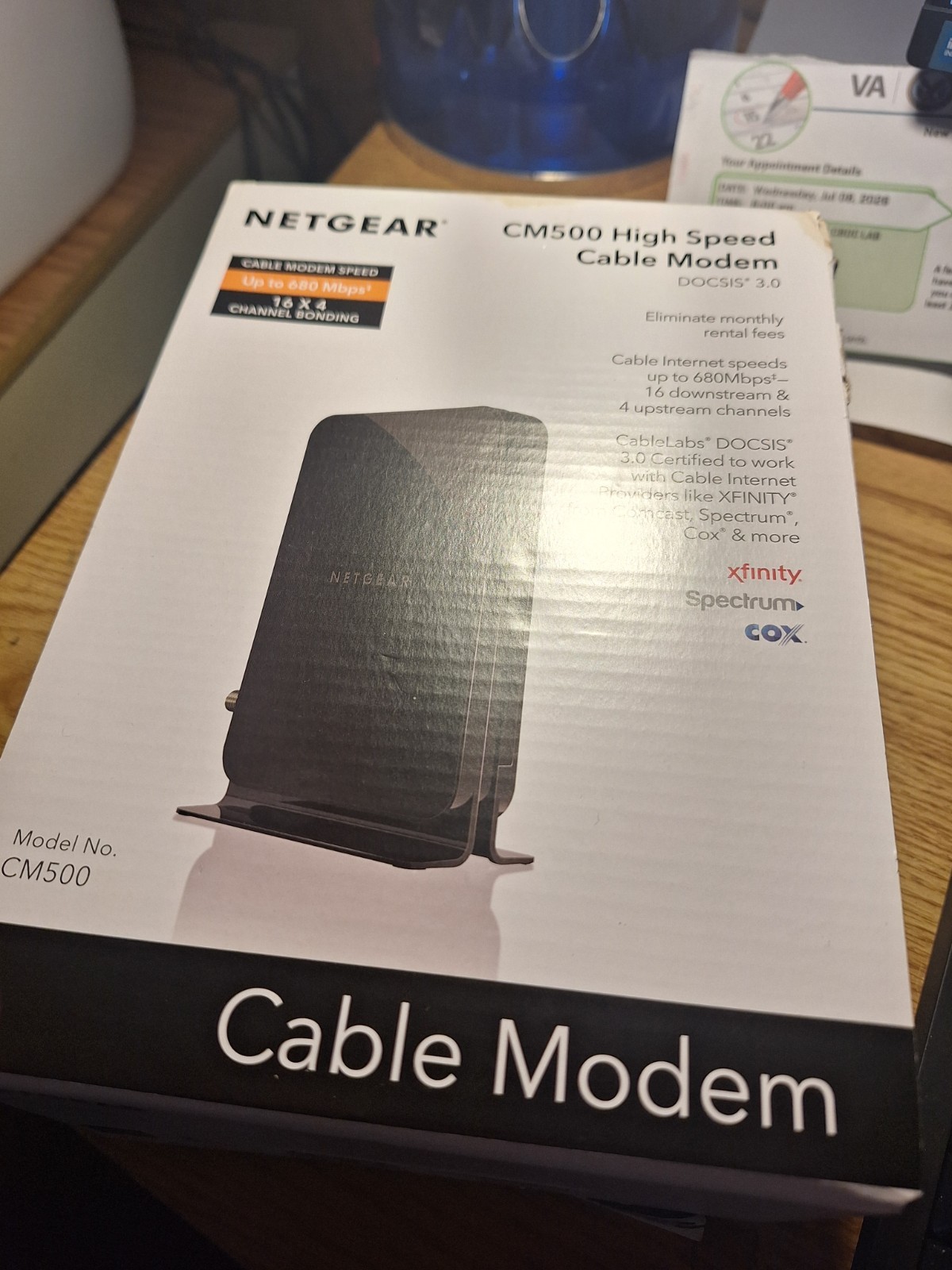 NETGEAR CM500 High Speed Cable Modem DOCSIS 3.0 Up To 680Mbps 16x4 Channel Bondi