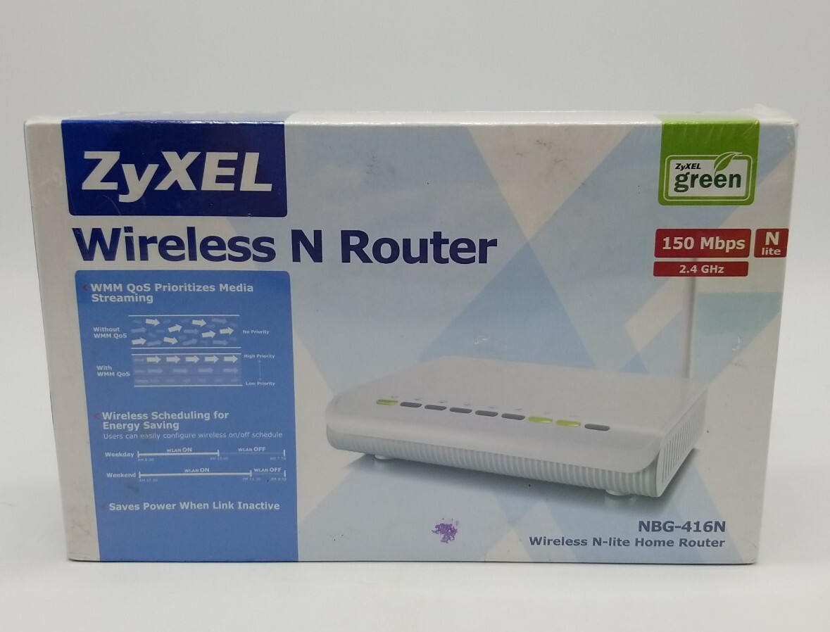 ZyXEL NBG416N 150 Mbps 4-Port 2.4 GHz N lite 10/100 Wireless Home Router Sealed