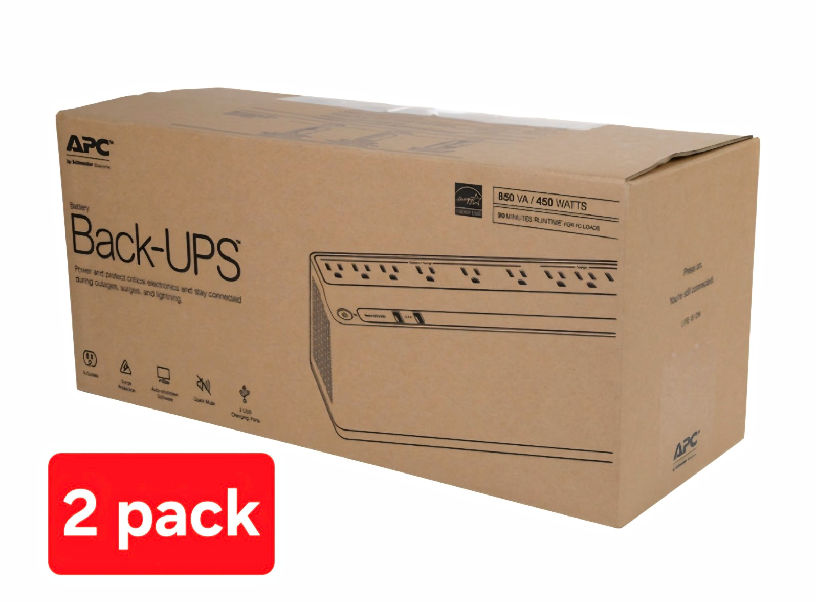 APC BE850M2 850 VA 450 Watts 9 Outlets UPS Back Up Power Supply *2 PACK * SEALED