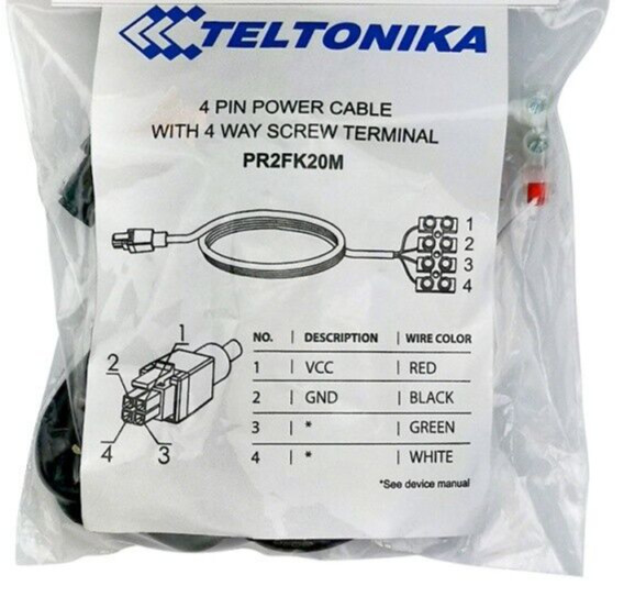 Teltonika PR2FK20M 4-Way Screw Terminal Power Cable