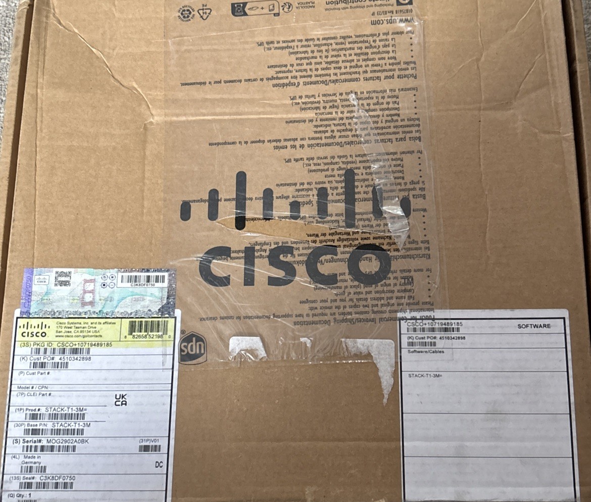 Cisco STACK-T1-3M 3M StackWise Cable for Catalyst 3850 9300 Switch 480 Gbps