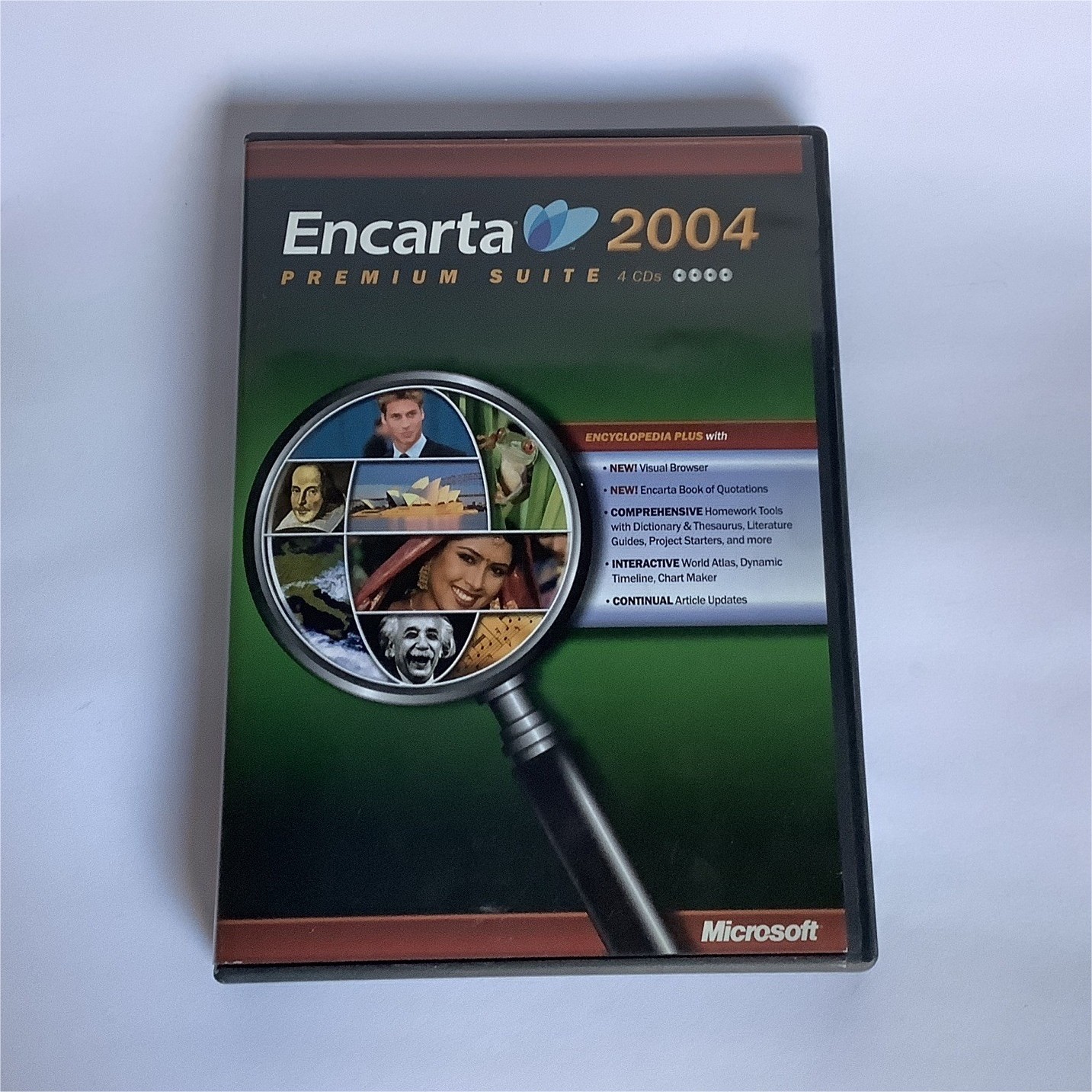 Microsoft Encarta Premium Suite 2004 (PC, 2003) - Complete 4-CD Set Vintage Tech