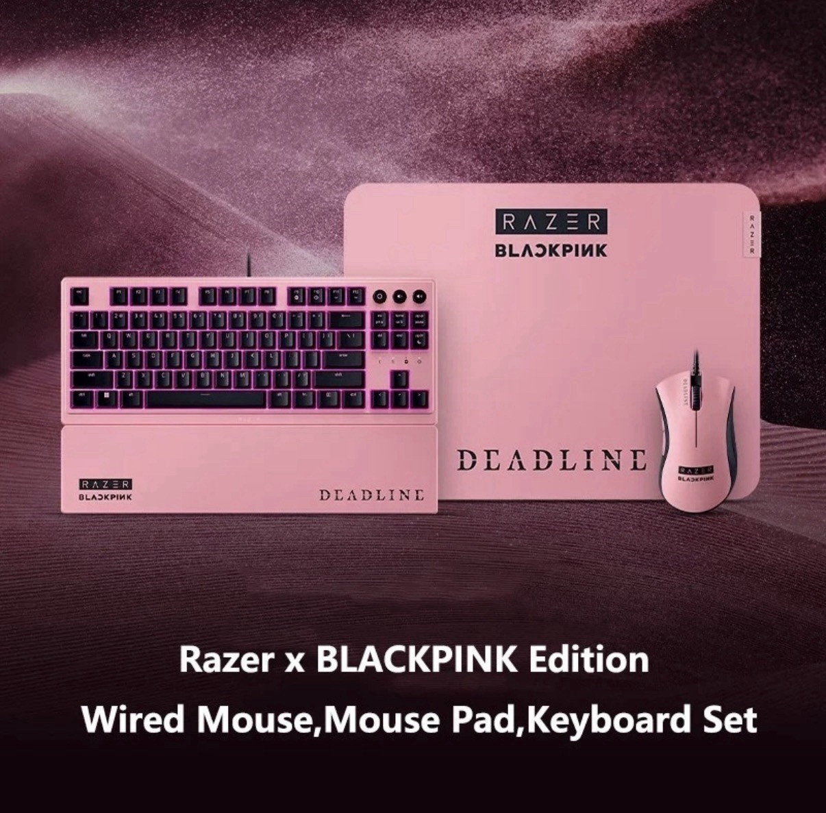 Razer x BLACKPINK Edition 3Pcs Set DeathAdder Wired Mouse,Mouse Pad,Keyboard Set