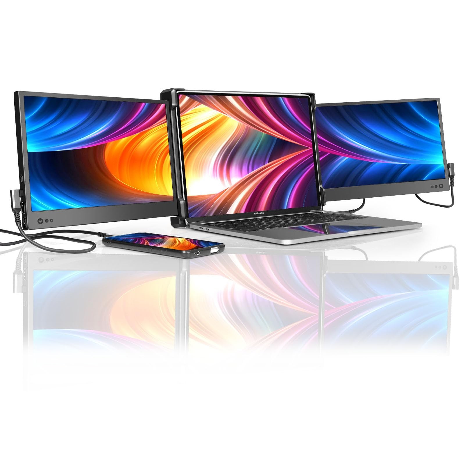 Used P2 Triple Portable Monitor for Laptop Screen Extender 12 Inch Dual ...