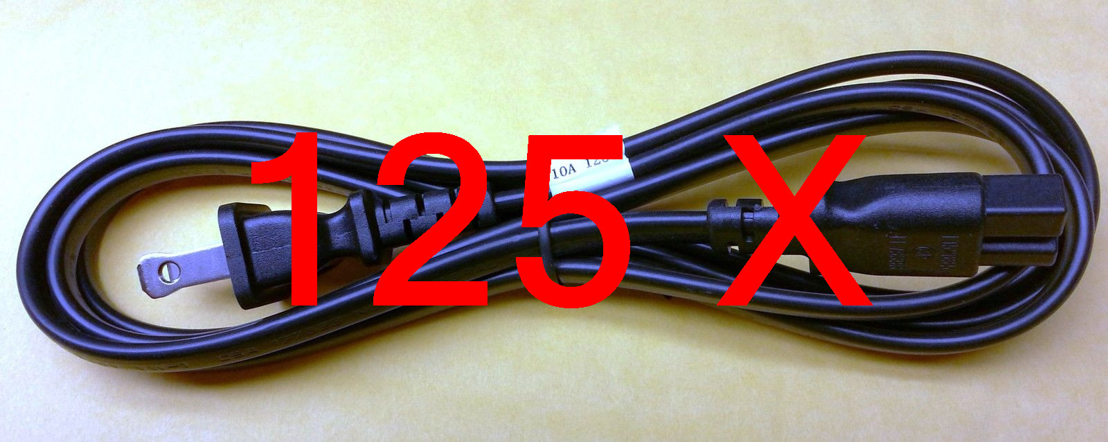 125 pieces AC Power Cord 125V 10A 6ft 2 prong Figure 8 polarized connector C7-PW