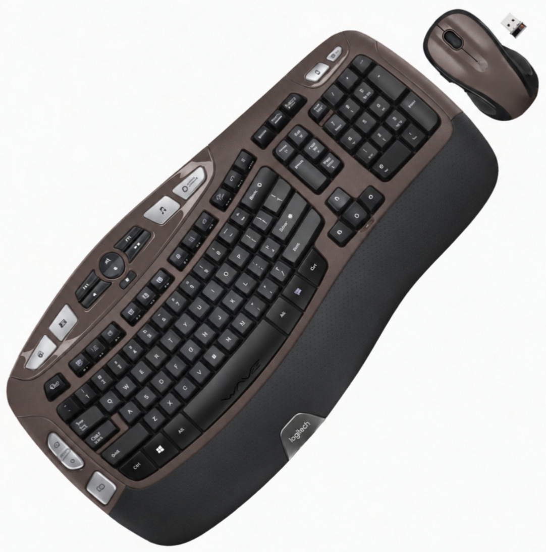 Logitech MK550 Comfort Wave K350 Otter Brown Wireless Ergonomic Keyboard M510