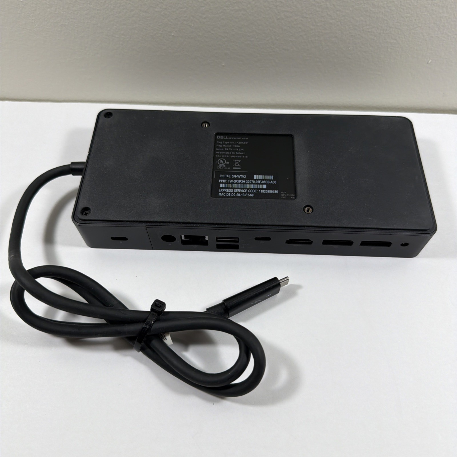 Dell WD19DC K20A001 Dual USB-C Docking Station - Dock Only Tested