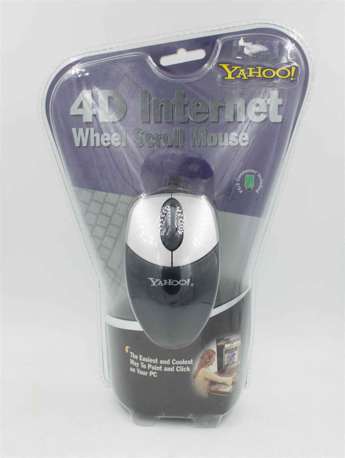 Vintage PC Mouse Yahoo "4D Internet" Y2K Era PS/2 Connector