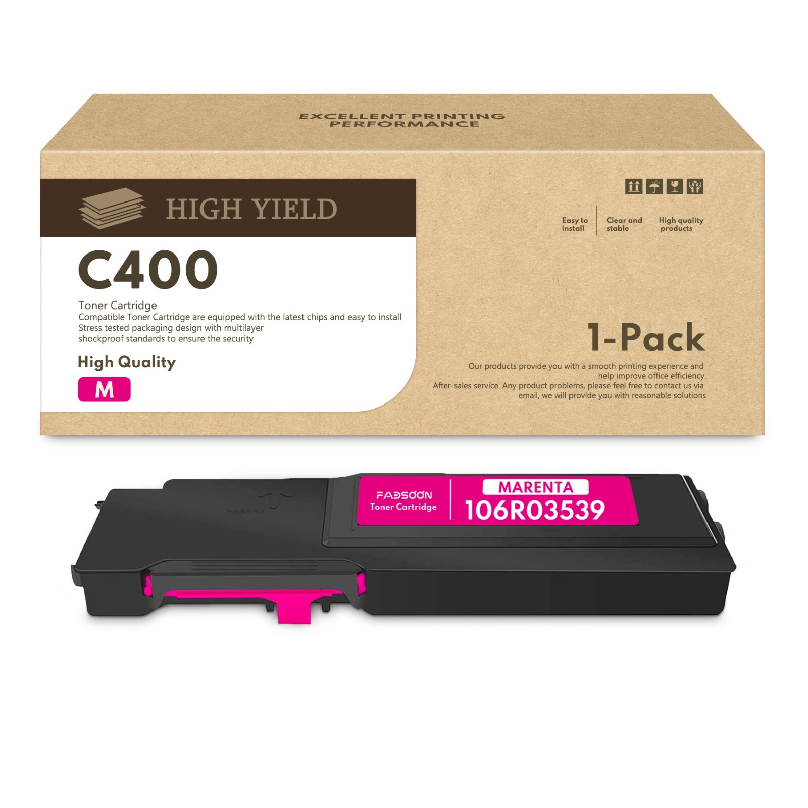 FADSOON® Replacement Magenta Toner 106R03539 for Xerox VersaLink C400 C405, 1-PK