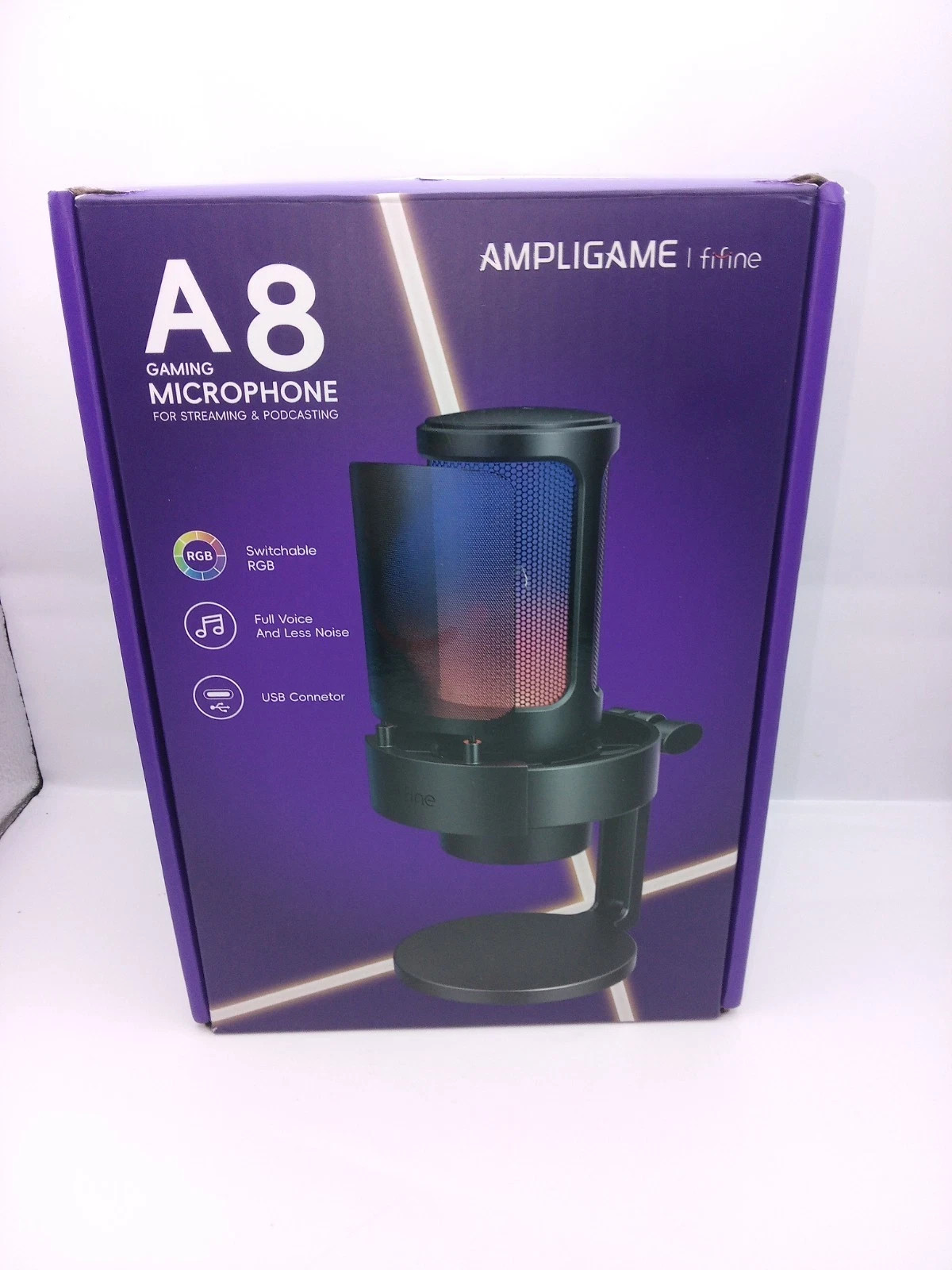FIFINE AmpliGame A8 USB Desktop Condenser RGB Control Mic Series WHITE
