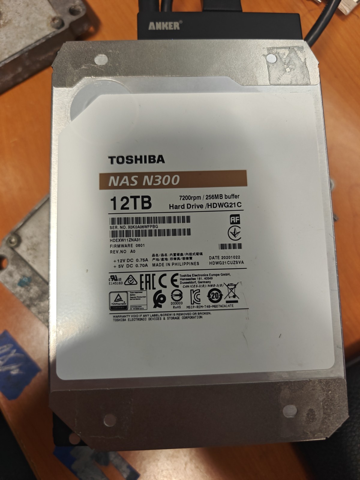 Toshiba N300 Pro 12TB NAS 3.5-Inch Internal Hard Drive - CMR SATA 6 Gb/s 7200