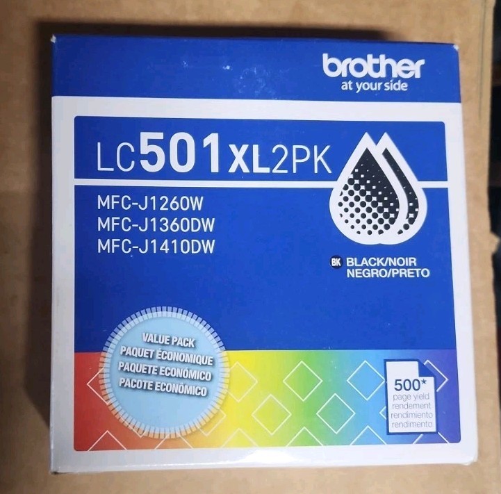 Brother Genuine LC501XL2PK Twin Pack High Yield Black Ink Cartridges 07/28