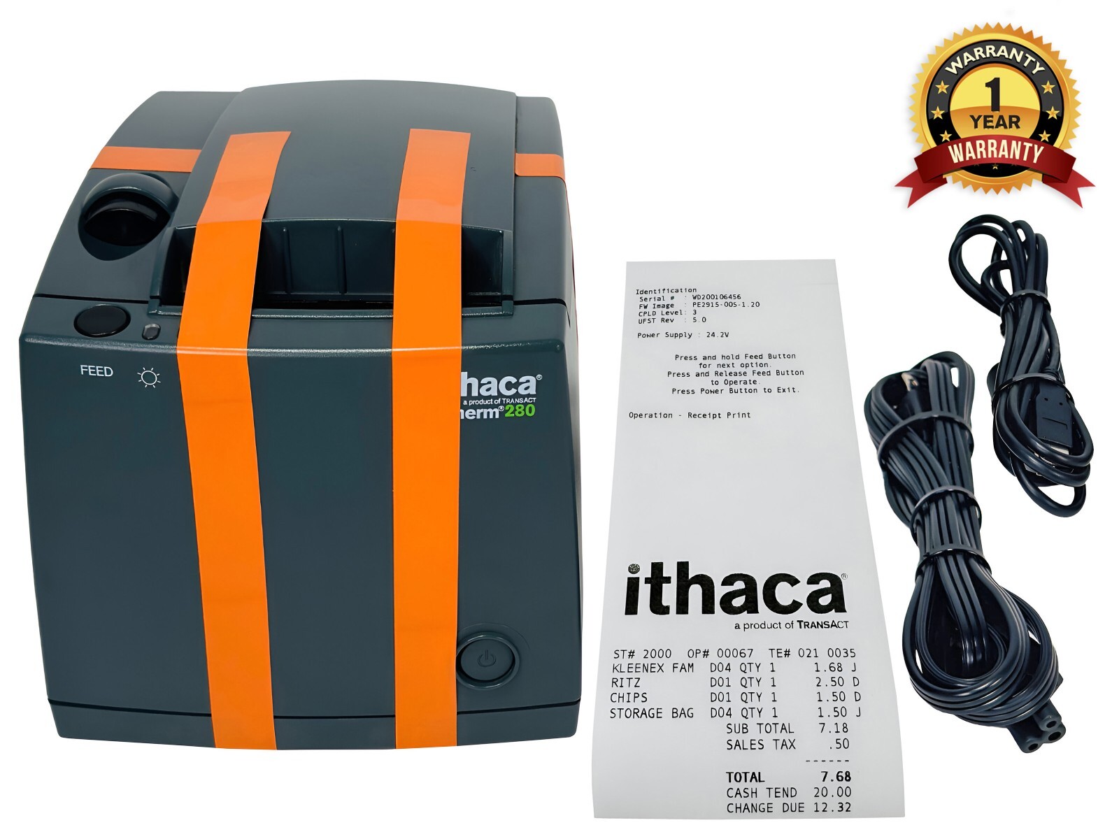 TransAct Ithaca iTherm 280 POS Receipt Printer USB Autocutter 1 YR WARRANTY
