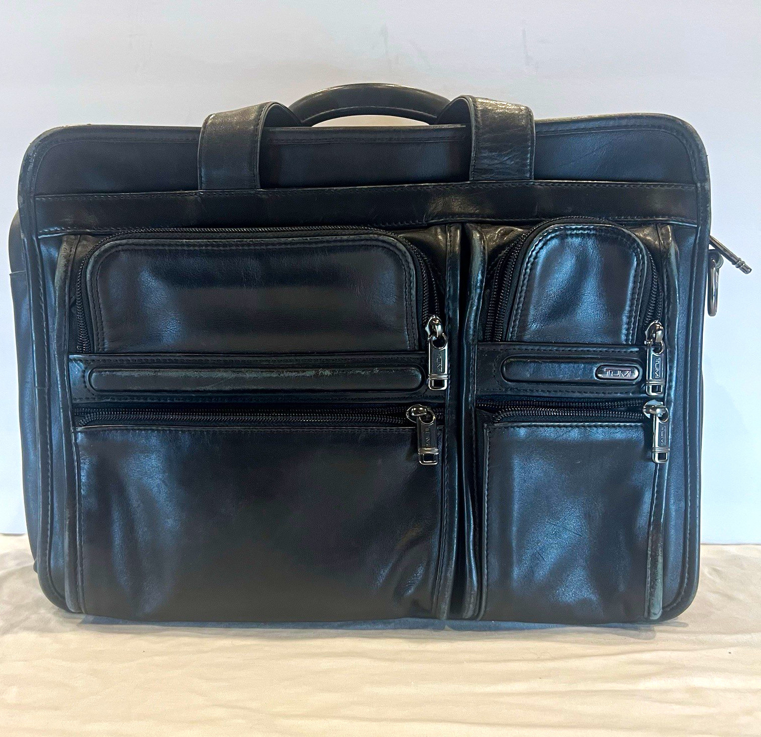 Tumi Alpha Expandable Organizer Computer Briefcase Black Nappa Leather (96141D4)
