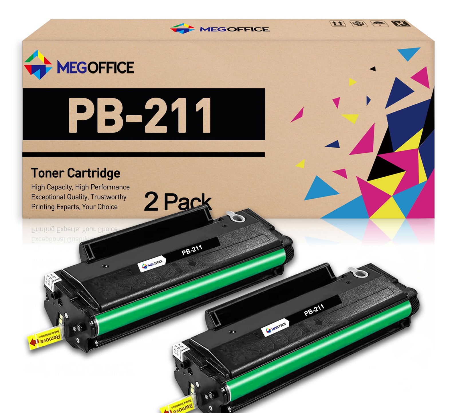 MEGOFFICE Replacement for PB-211 PB211 Toner Cartridge Black 2-Pack