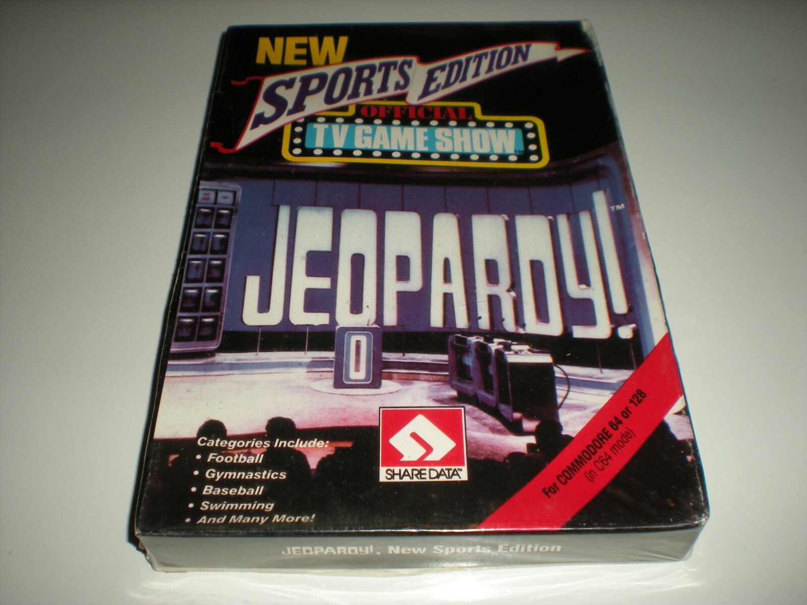 Jeopardy Sports Edition game for Commodore 64 by ShareData. New. Factory sealed.