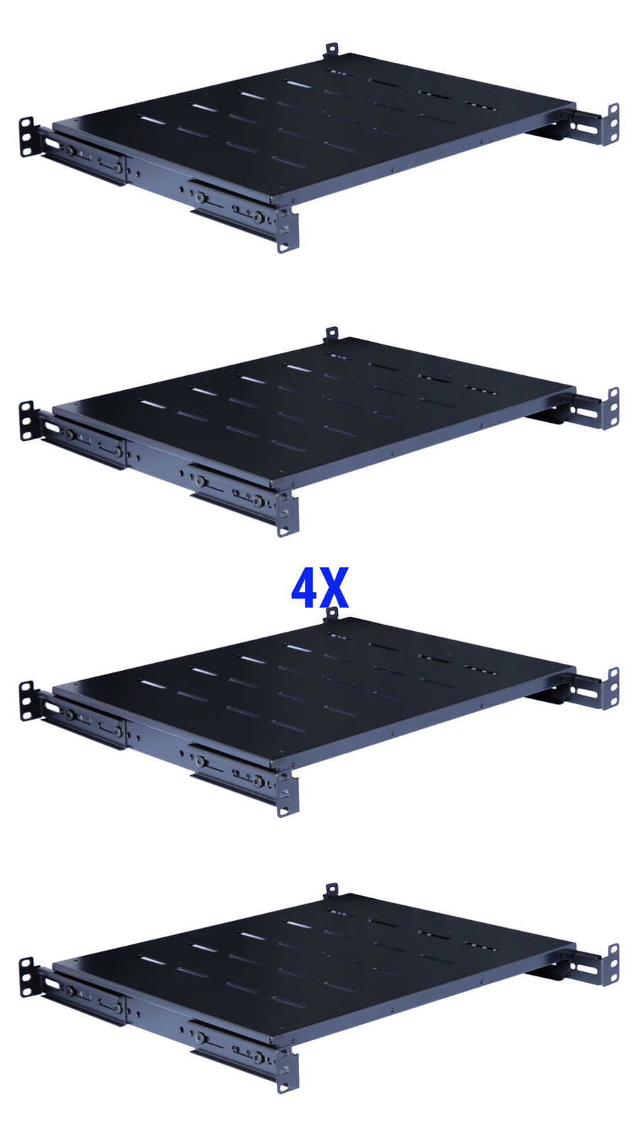 4Pcs Fixed Rack Server Shelf 1U 19'' Shelves Rack Mount Adjustable 14"-20" Depth