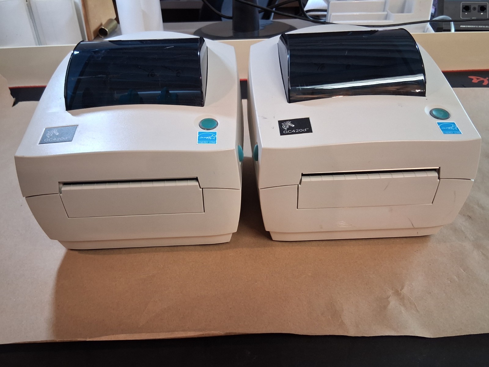 Lot of 2 Zebra GC420D | GC420-200510-000 | Thermal Label Printer (NO AC Adadper)